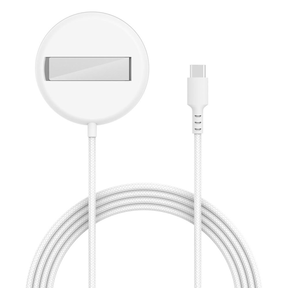 Qi2 15W MagSafe Trådløs Ladeplate med Stativ hvit