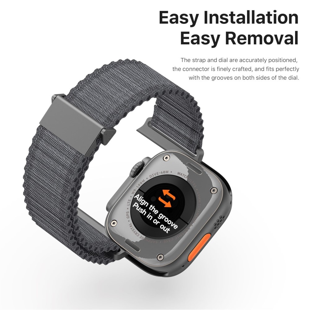 Active Nylon Reim Apple Watch Series 7 45mm grå