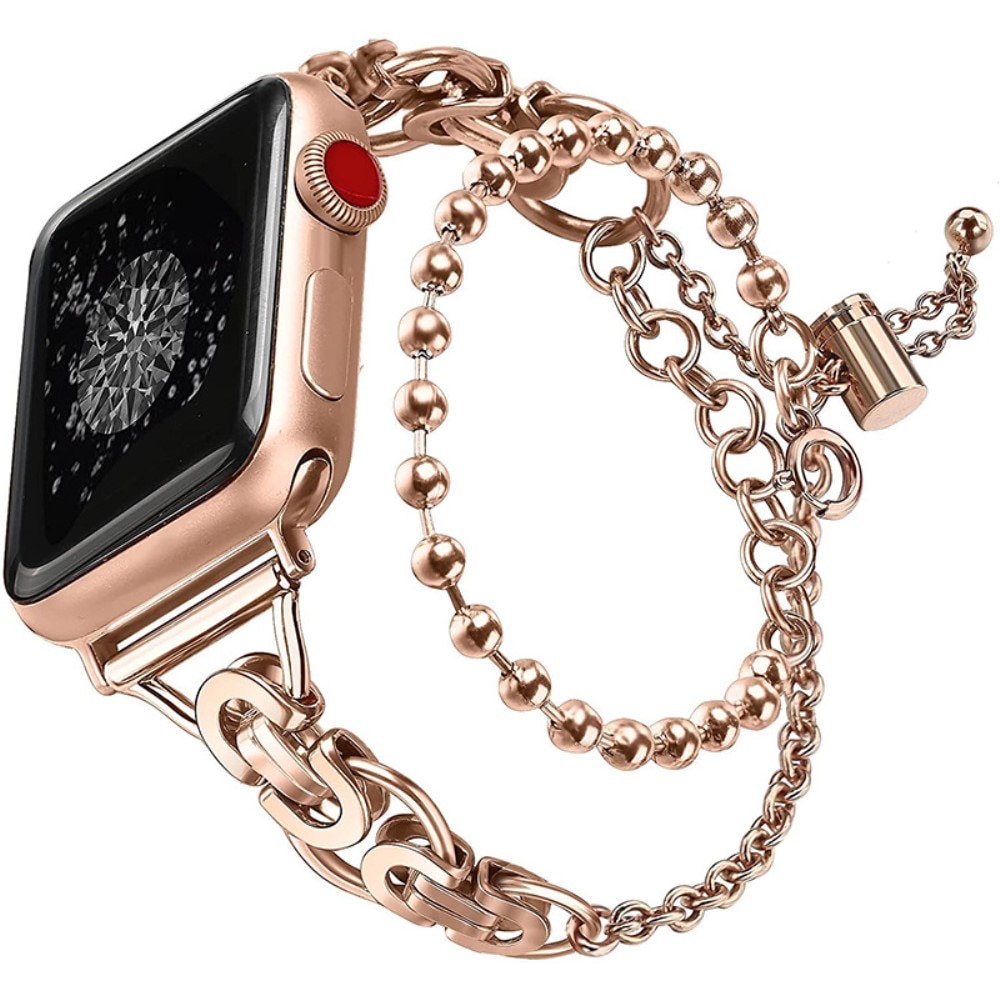 Apple Watch 41mm Series 7 Metal Reim med perler rosegull