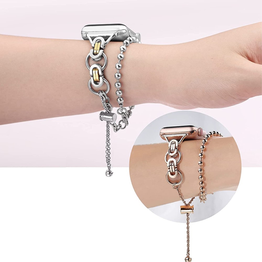 Apple Watch 41mm Series 7 Metal Reim med perler rosegull