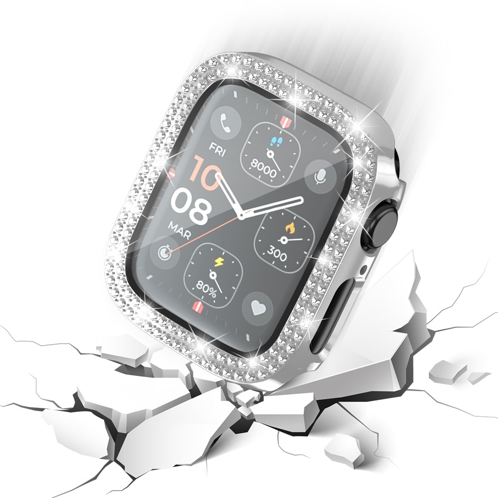 Full Cover Case Rhinestone Apple Watch Series 4-6 40mm sølv