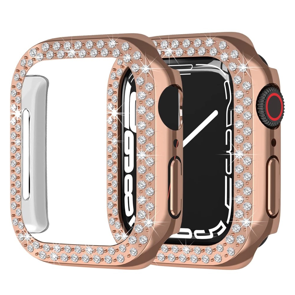 Apple Watch 45mm Series 8 Rhinestone deksel rosegull