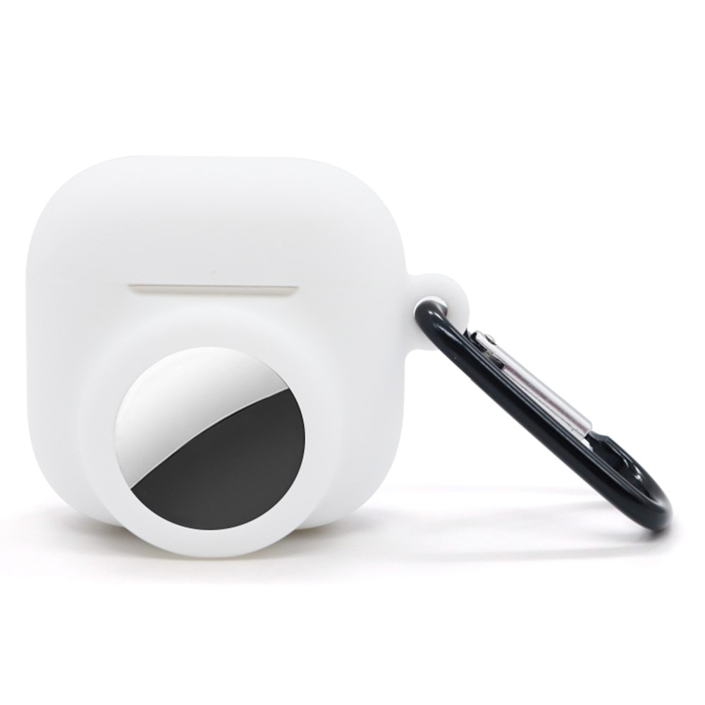 Silikondeksel med AirTag holder Apple AirPods 4 hvit