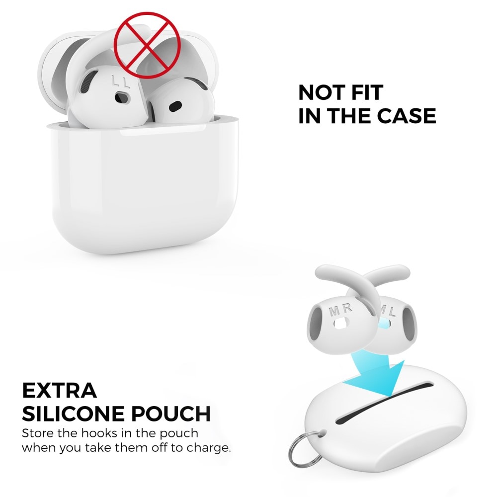 Sport Earhooks Silicone Apple AirPods 4 hvit