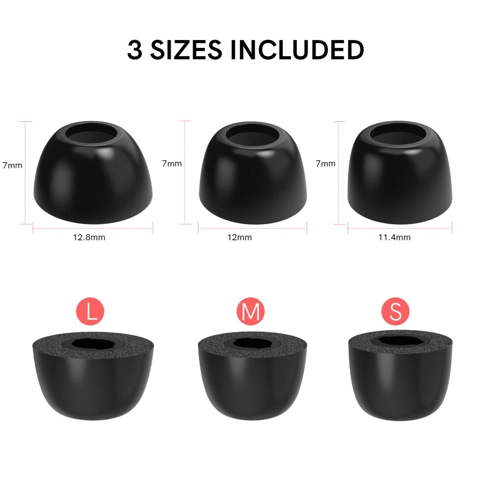 Memory Foam Ear Tips (3-pack) Samsung Galaxy Buds 2 Pro svart