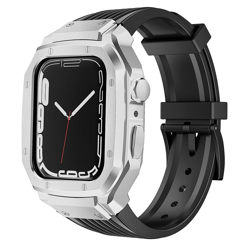 Apple Watch 45mm Series 7 Adventure Metalldeksel + Reim svart/sølv