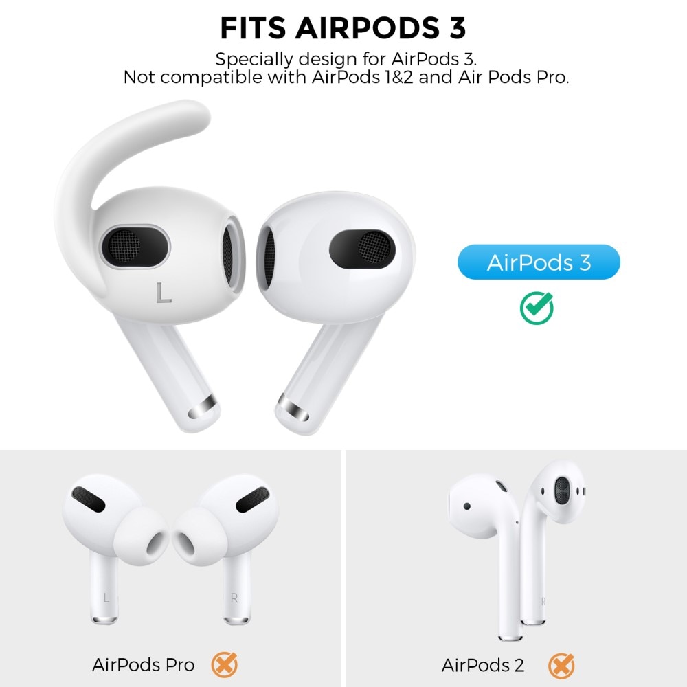 Sport Earhooks Silicone Apple AirPods 3 hvit