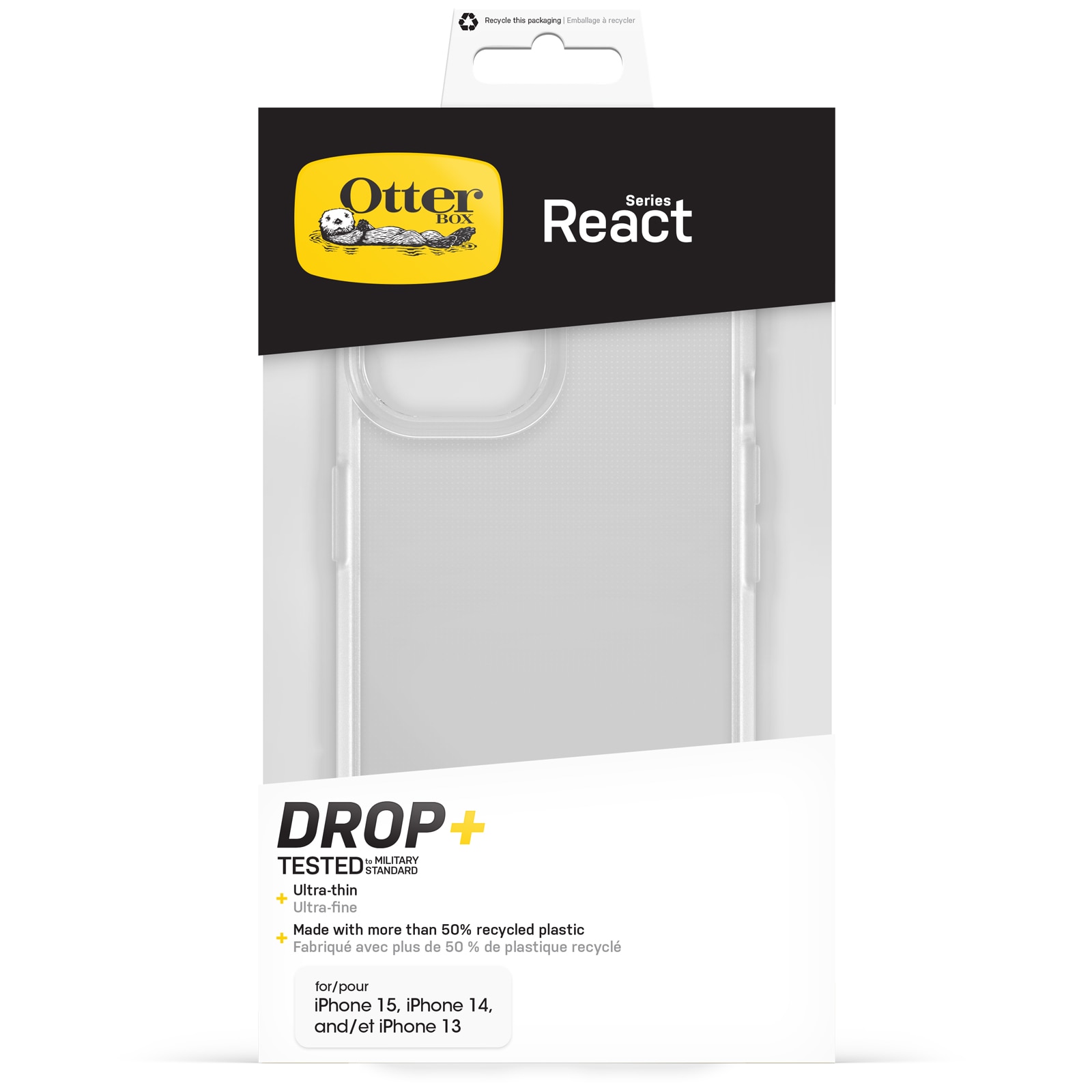 React Deksel iPhone 15 Clear