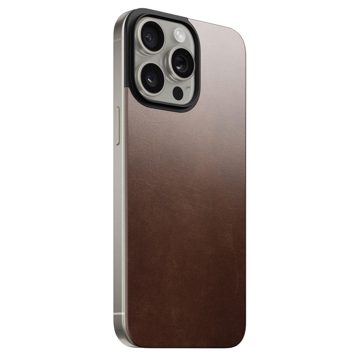 iPhone 15 Pro Max Magnetic Leather Back Rustic Brown