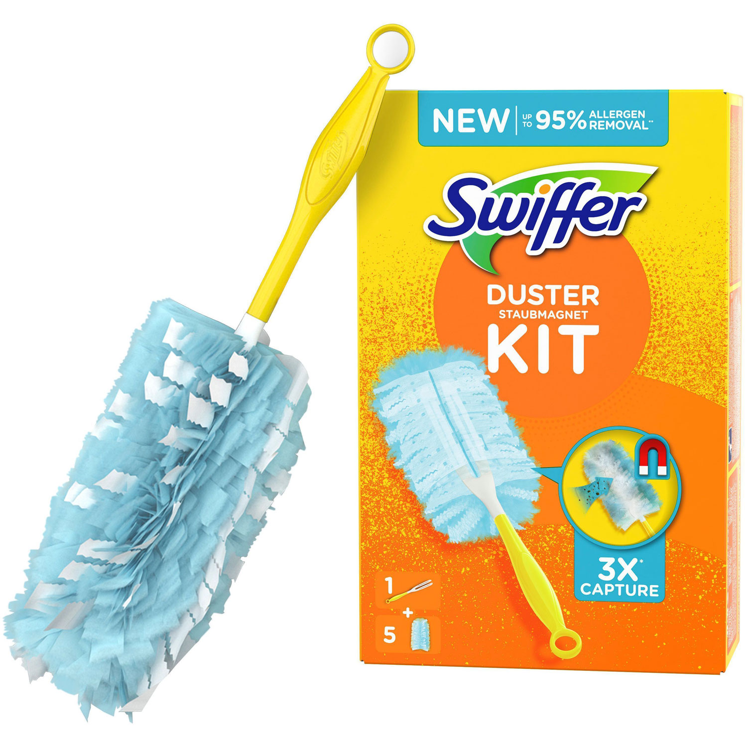 Duster sett med 1 håndtak + 5 refillhoder