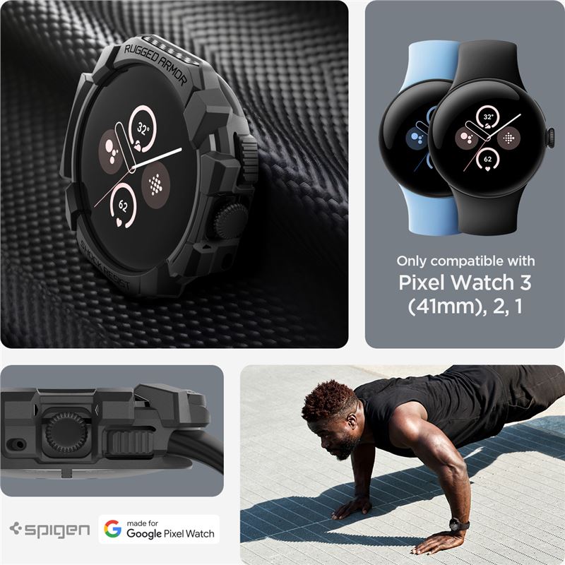 Google Pixel Watch 2 Case Rugged Armor Black