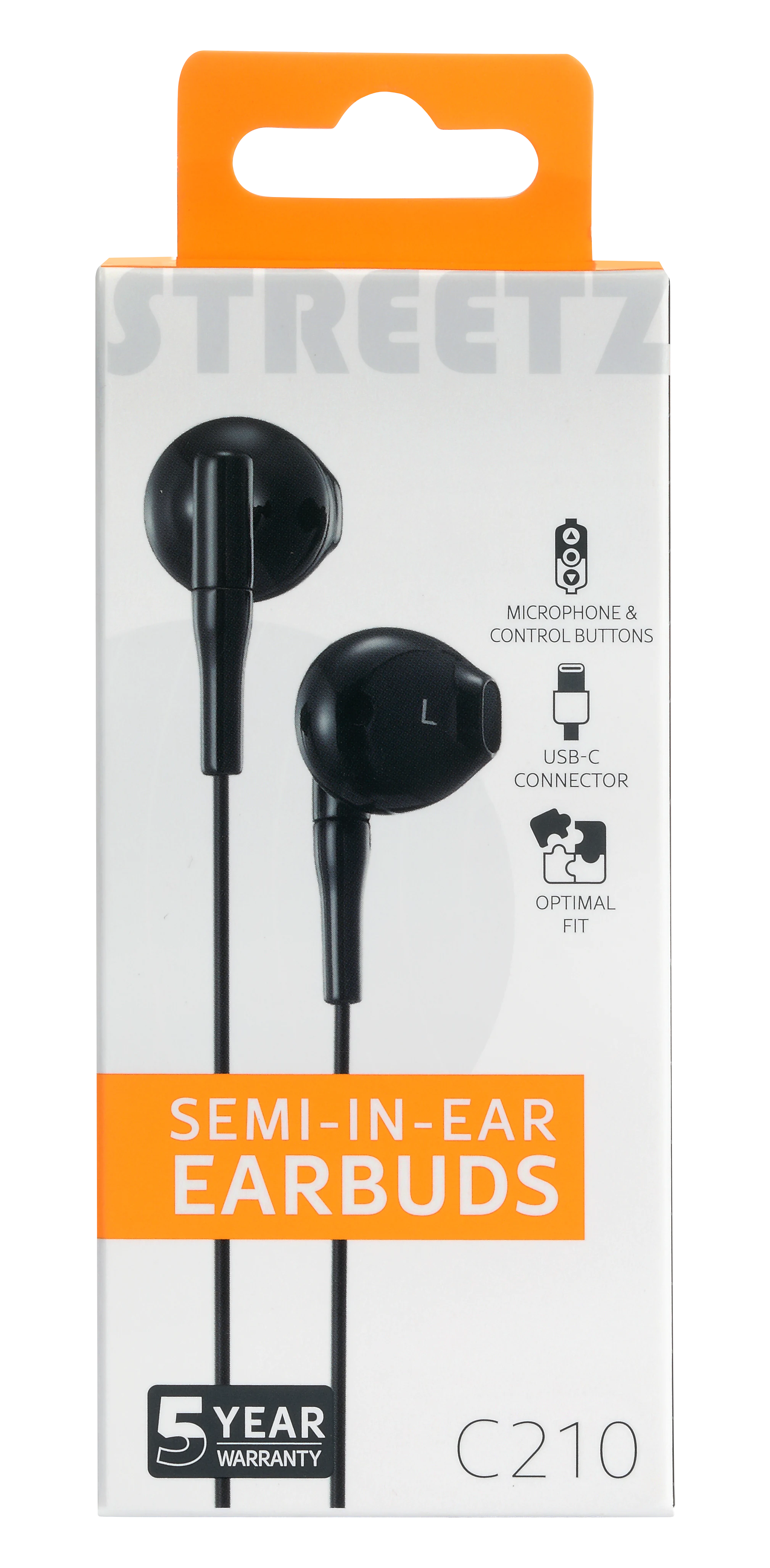 Semi-in-ear hodetelefoner USB-C svart