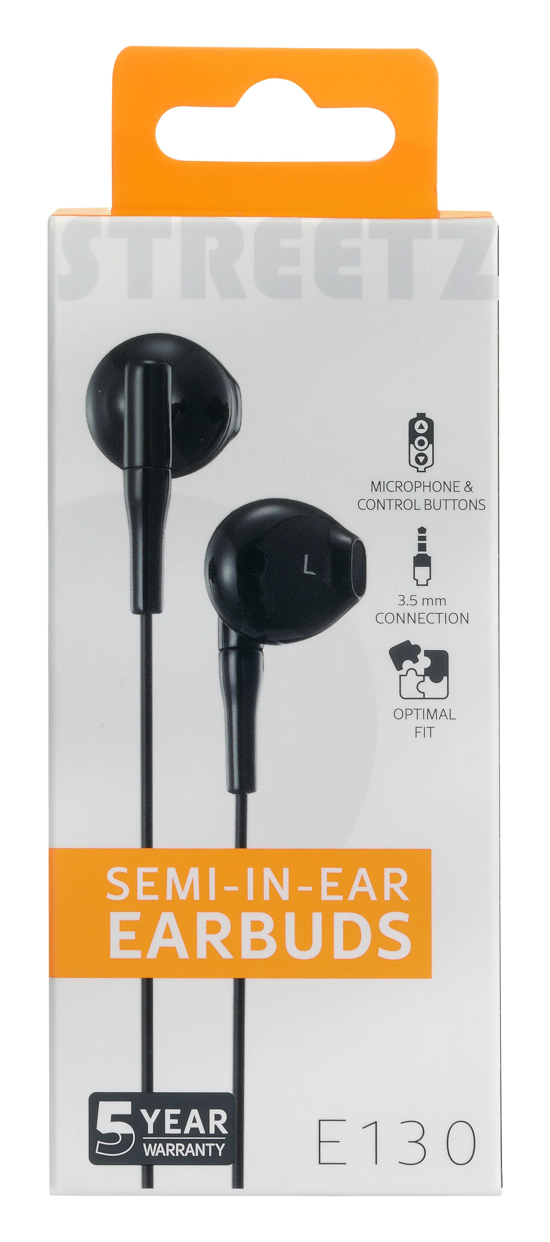 Semi-in-ear hodetelefoner 3.5mm svart