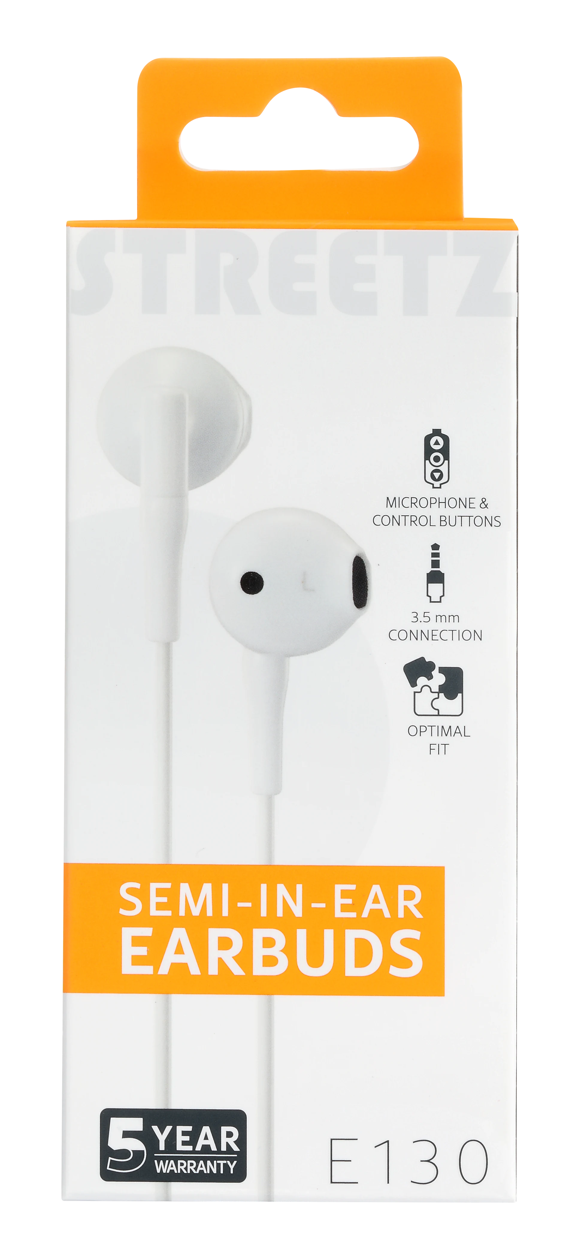 Semi-in-ear hodetelefoner 3.5mm hvit