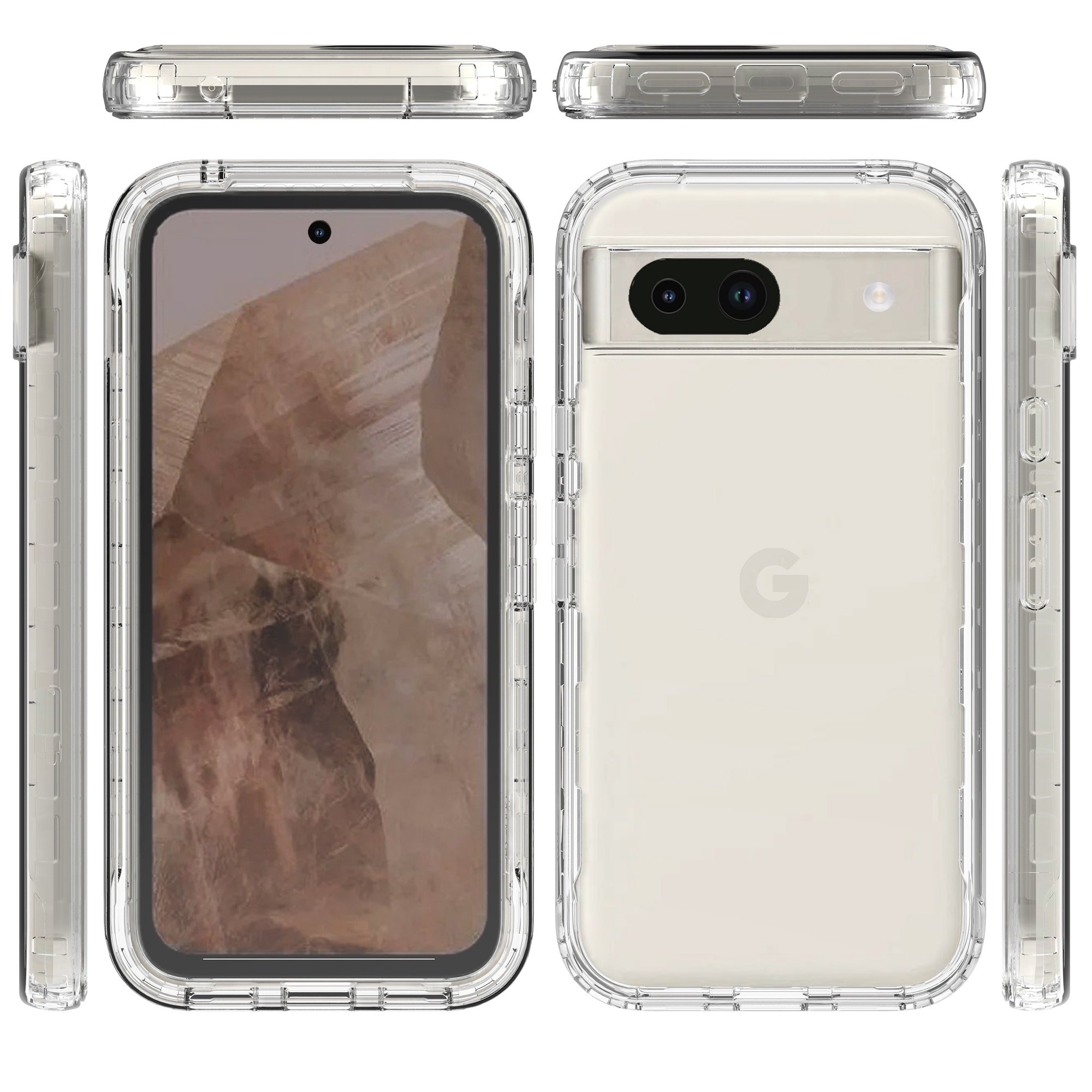 Full Protection Case Google Pixel 8a gjennomsiktig