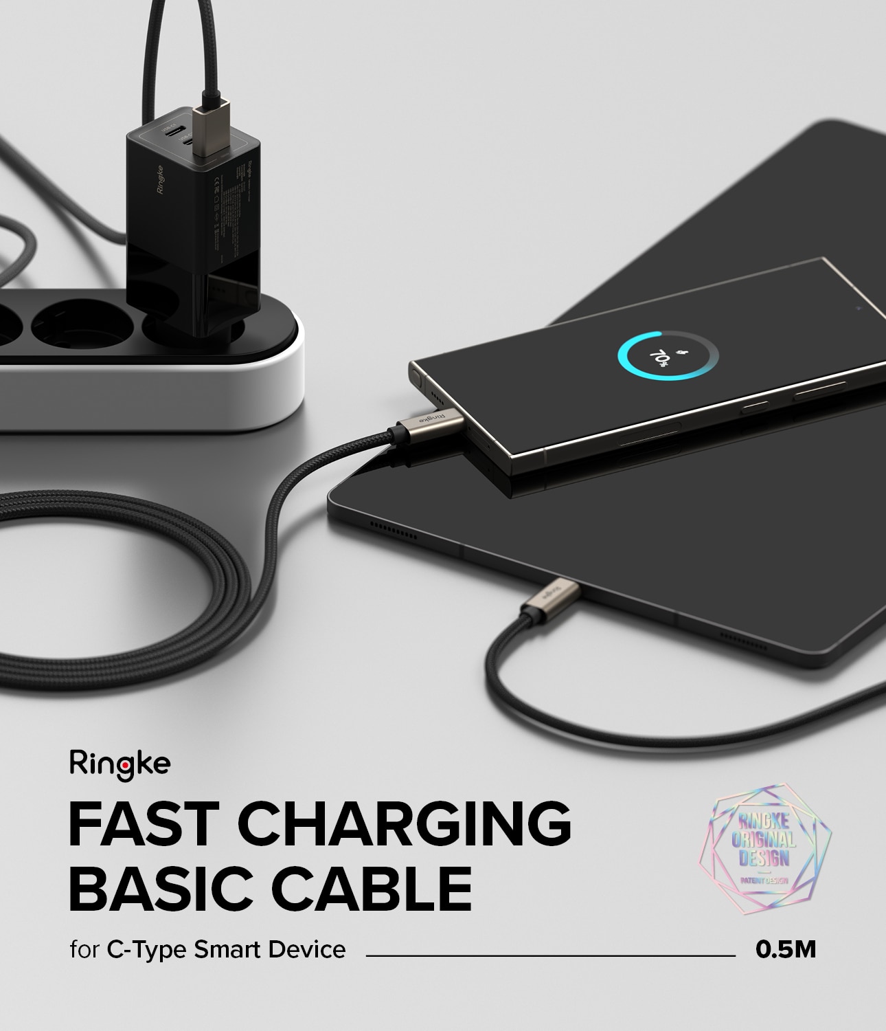 Fast Charging Basic Kabel USB-A -> USB-C 0,5m svart