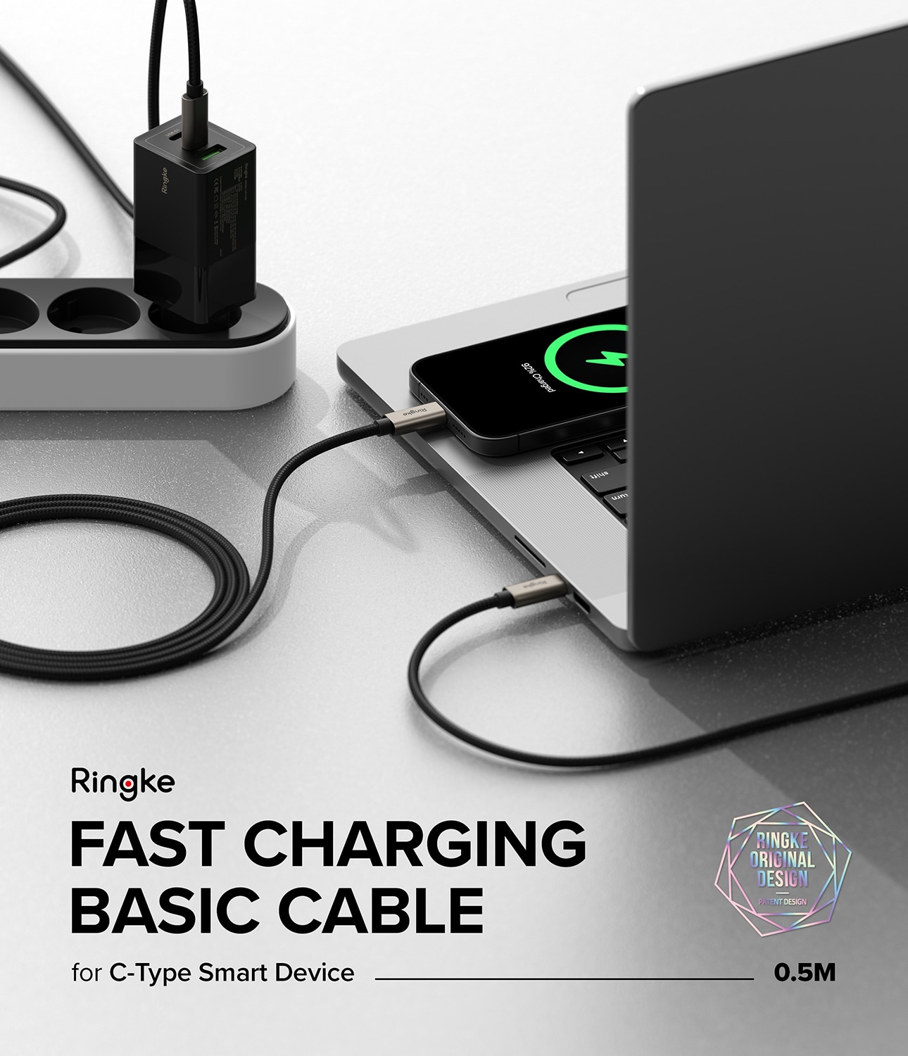 Fast Charging Basic Kabel USB-C -> USB-C 0,5m svart