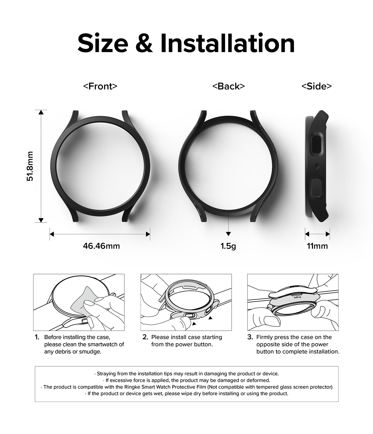 Slim Case (2-pack) Galaxy Watch 6 44mm Matte Black & Clear