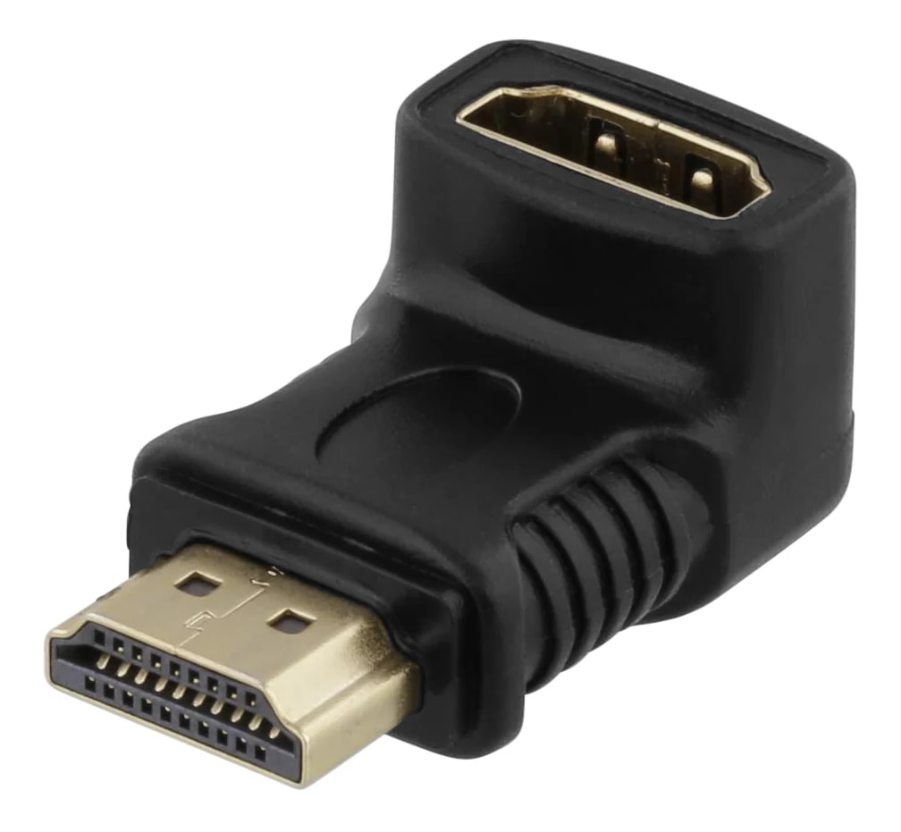 Vinklet HDMI-adapter 19-pin hunn - hann