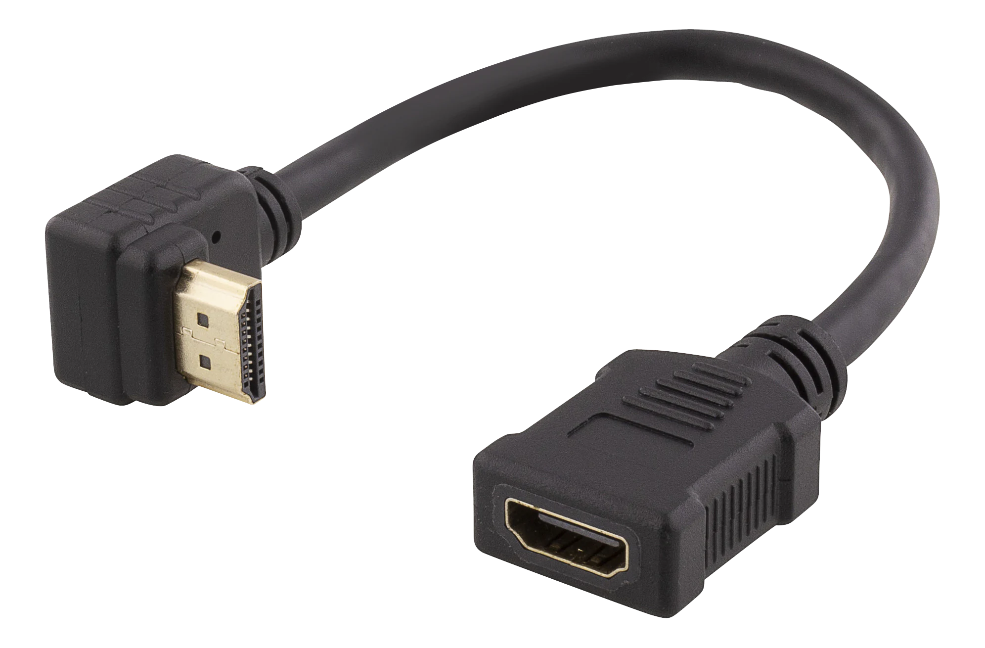 HDMI-adapterkabel med vinklet kontakt M/F, UHD