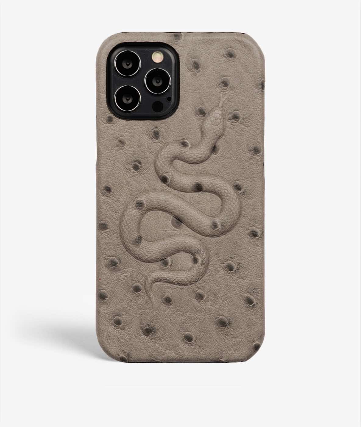 Deksel iPhone 13 Pro Max Snake Ostrich Grey