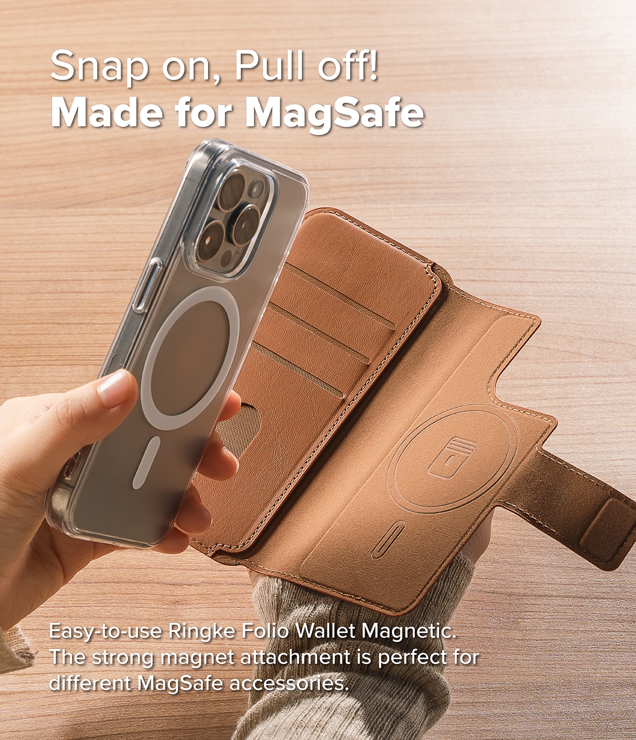 Folio Wallet Magnetic iPhone 15 Pro Max Brown