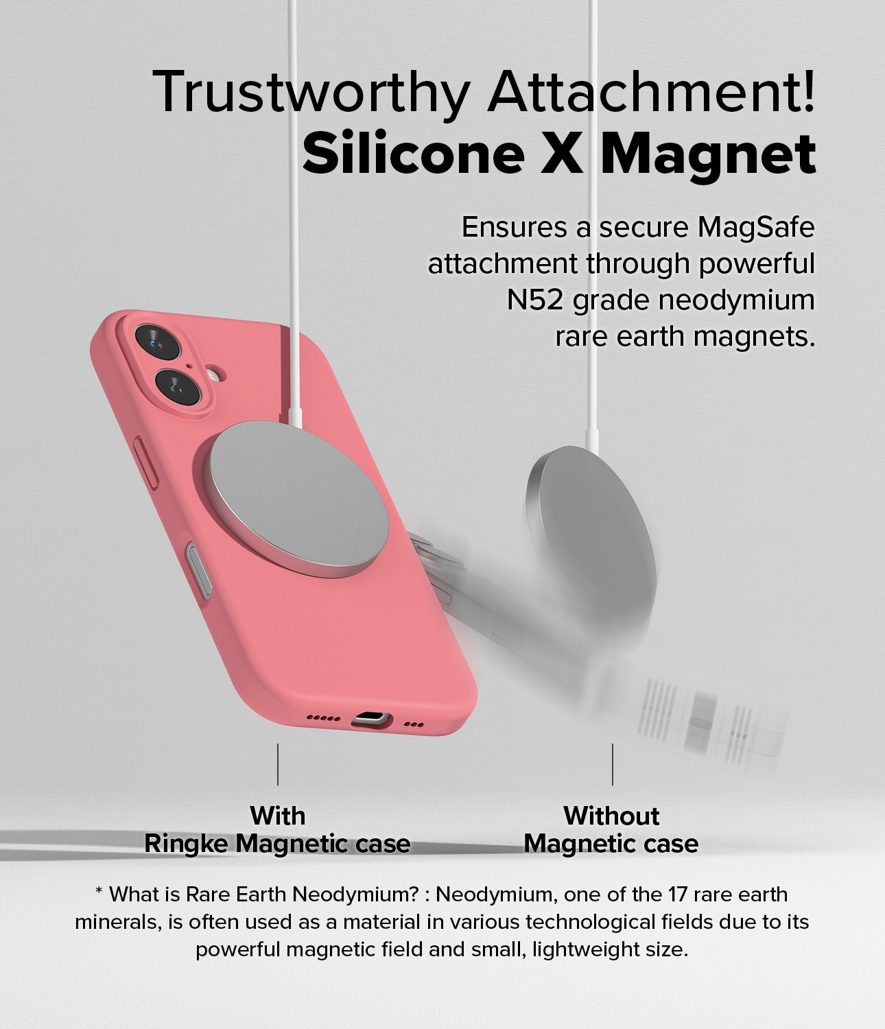 Silicone Magnetic Case iPhone 16 Pink