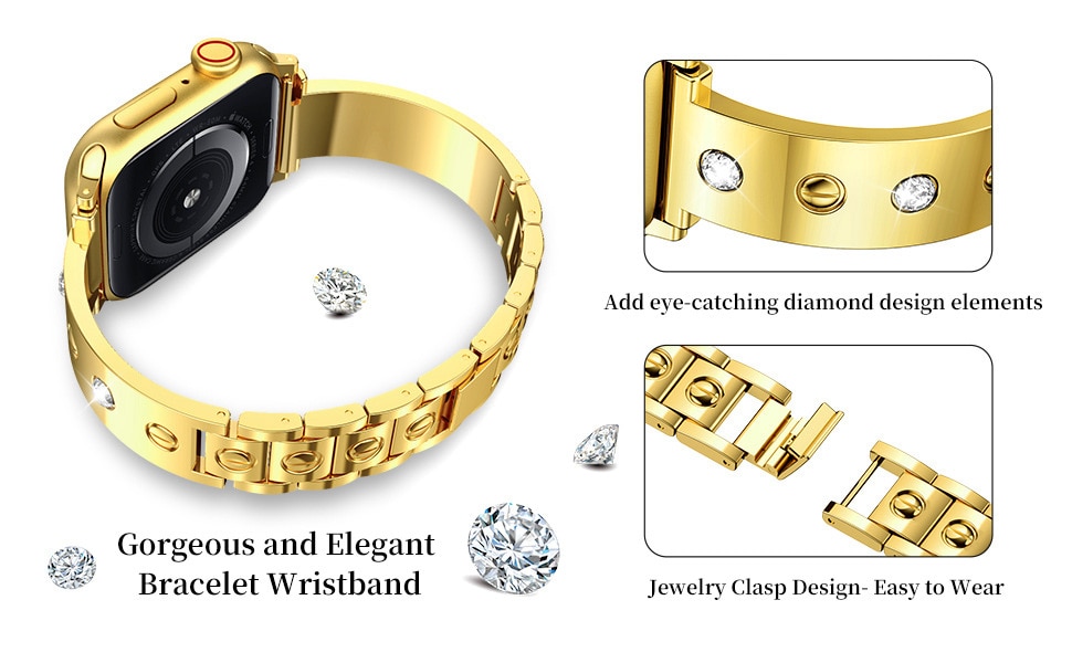 Bangle Diamond Bracelet Apple Watch 41mm Series 7 gull