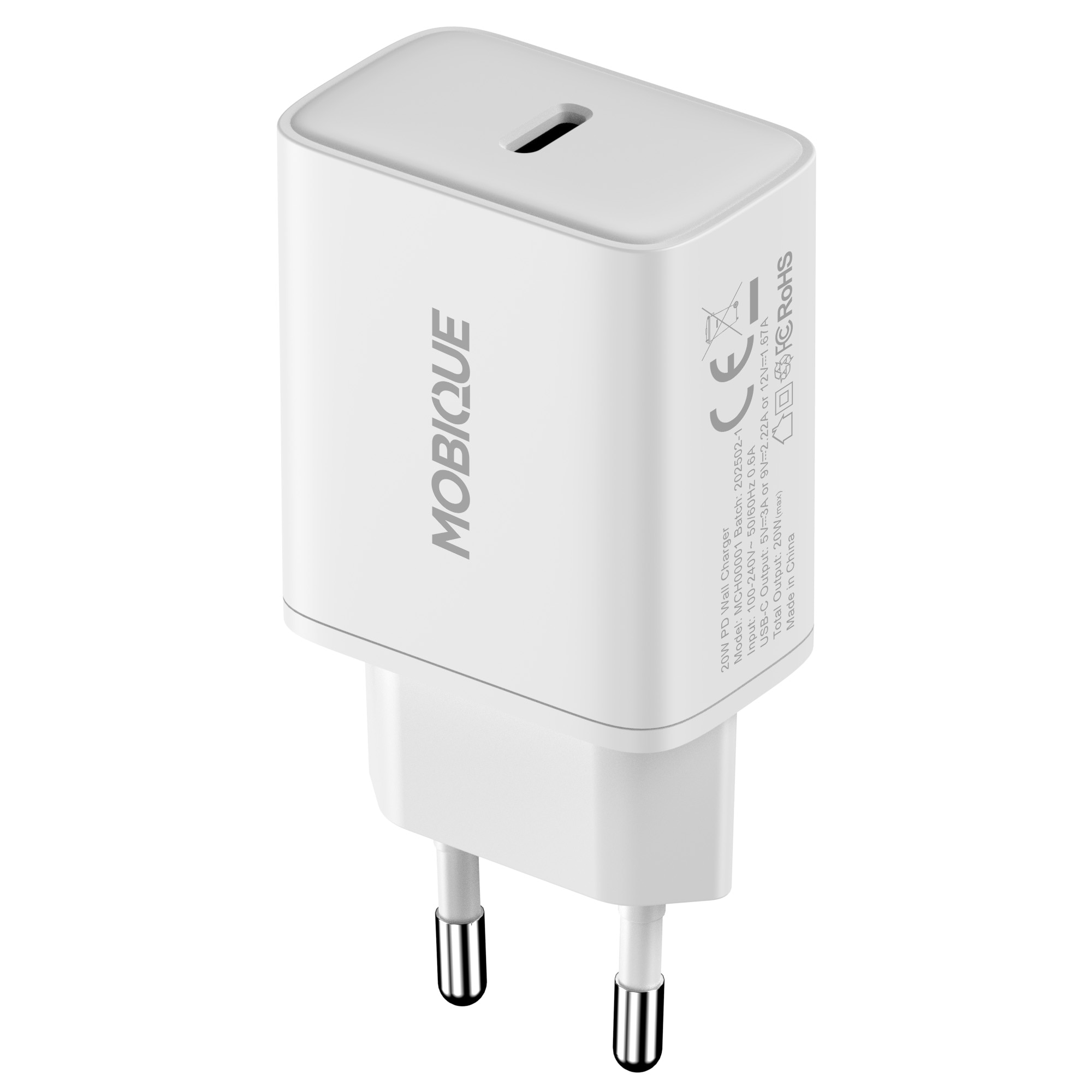 Vegglader USB-C 20W PD hvit