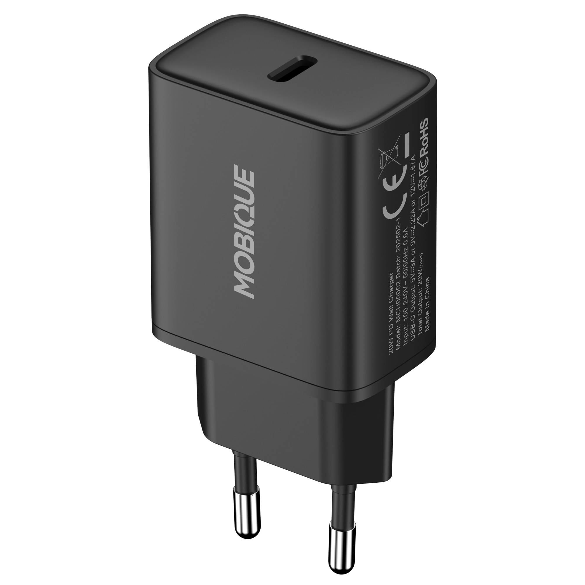 Vegglader USB-C 20W PD svart