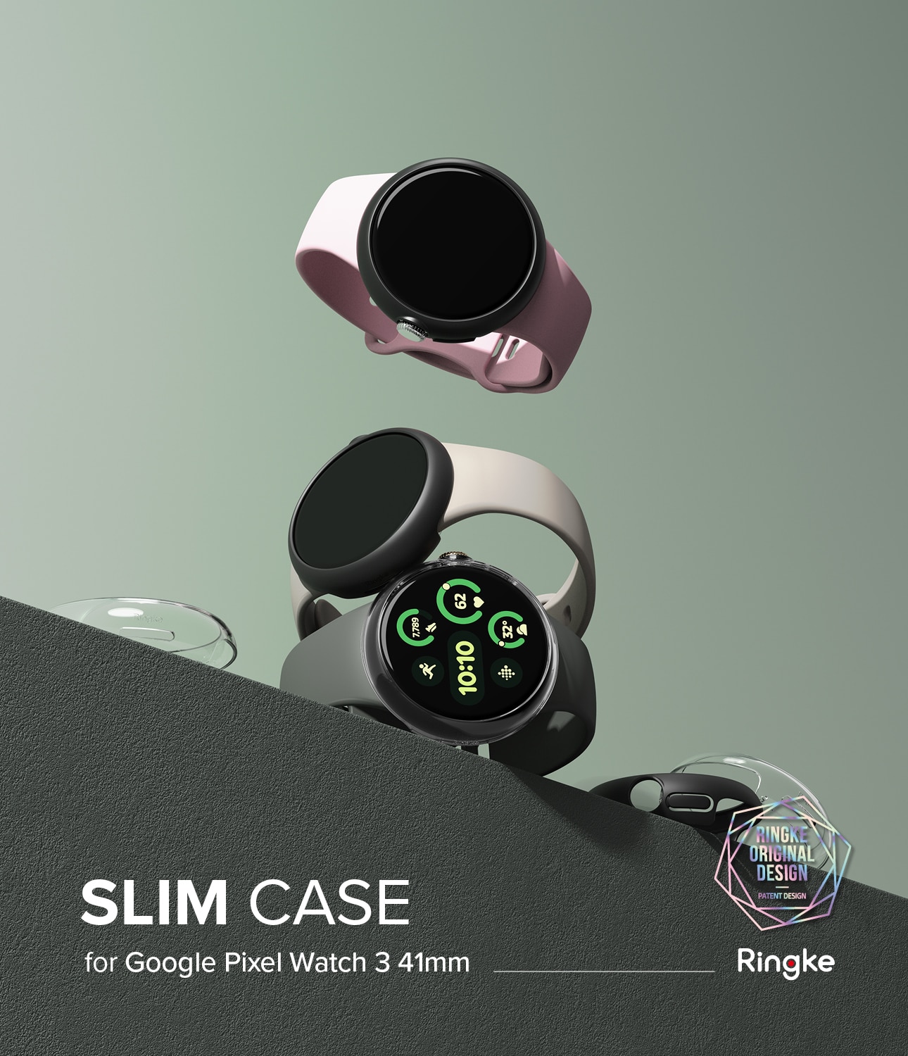 Slim Case (2-pack) Google Pixel Watch 3 41mm Matte Black & Clear