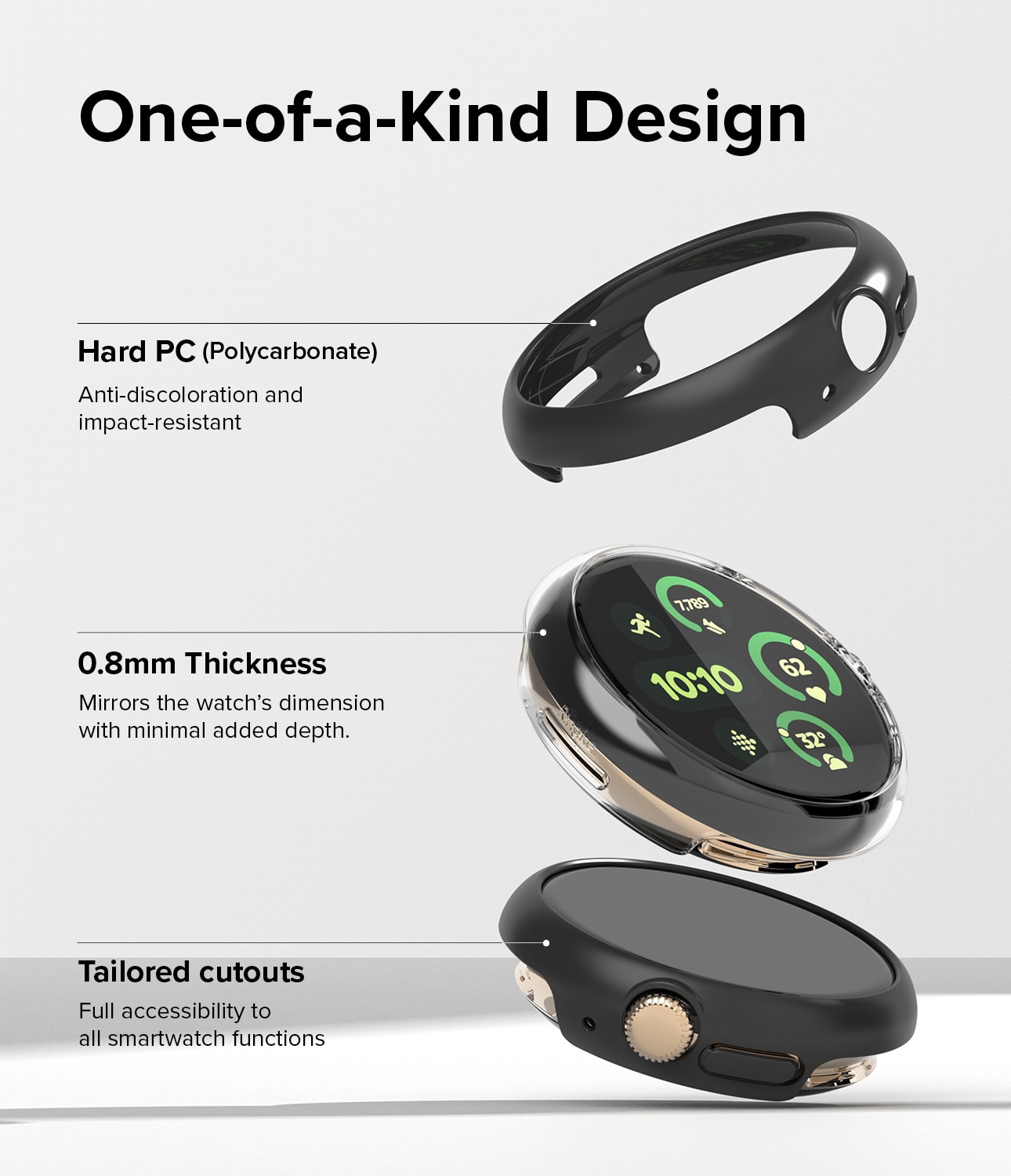 Slim Case (2-pack) Google Pixel Watch 3 45mm Matte Black & Clear