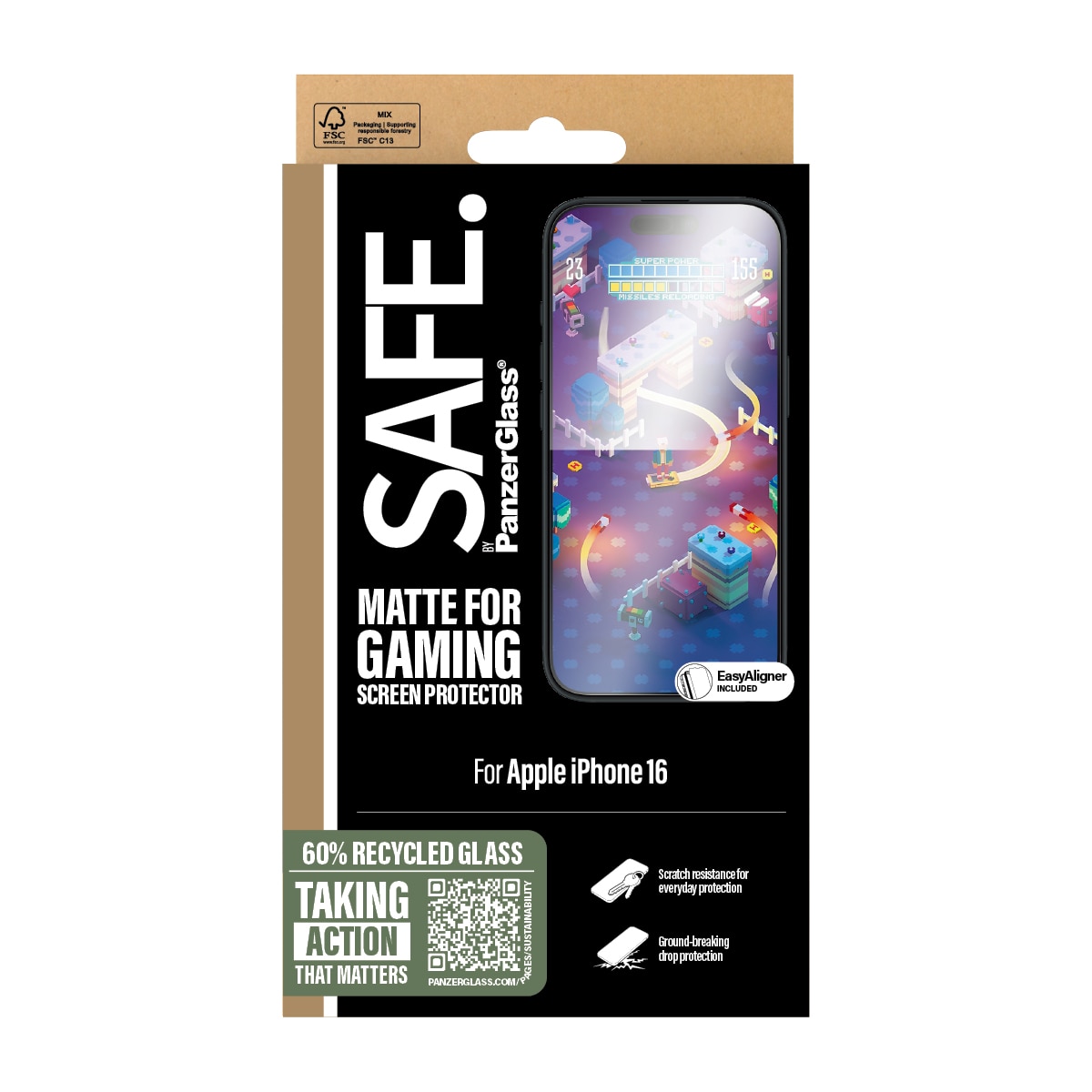 iPhone 16 Gaming Skjermbeskytter Ultra Wide Fit (with EasyAligner)