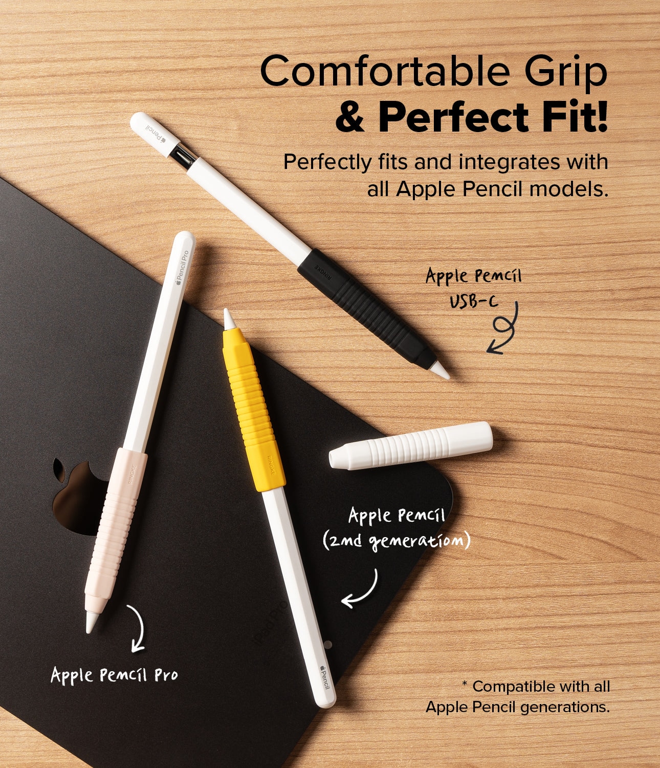 Silicone Grip Holder Apple Pencil svart