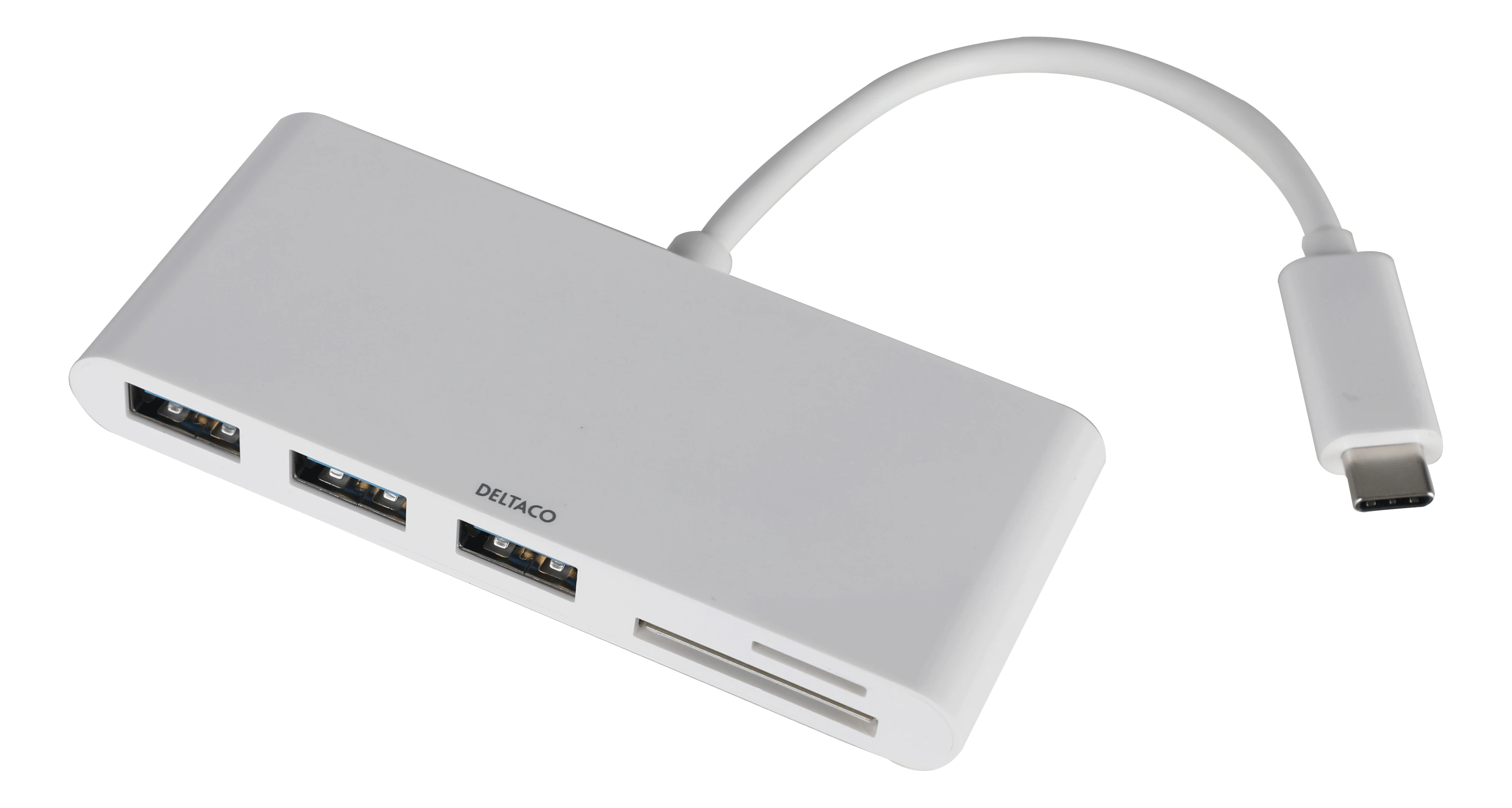 USB-C Hub 3x USB-A + SD/microSD hvit