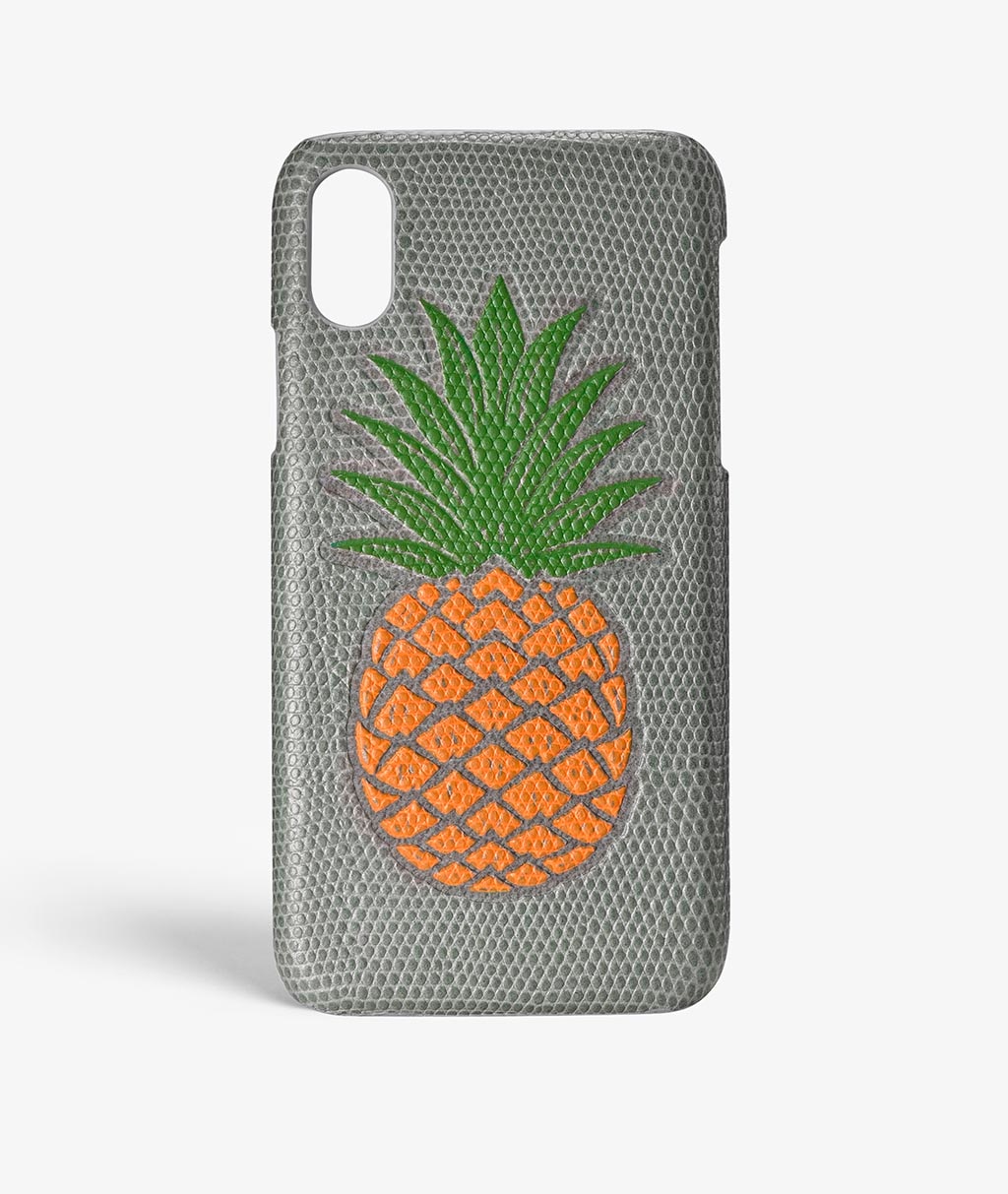 Deksel iPhone X/XS Pineapple Orange Lizard Grey