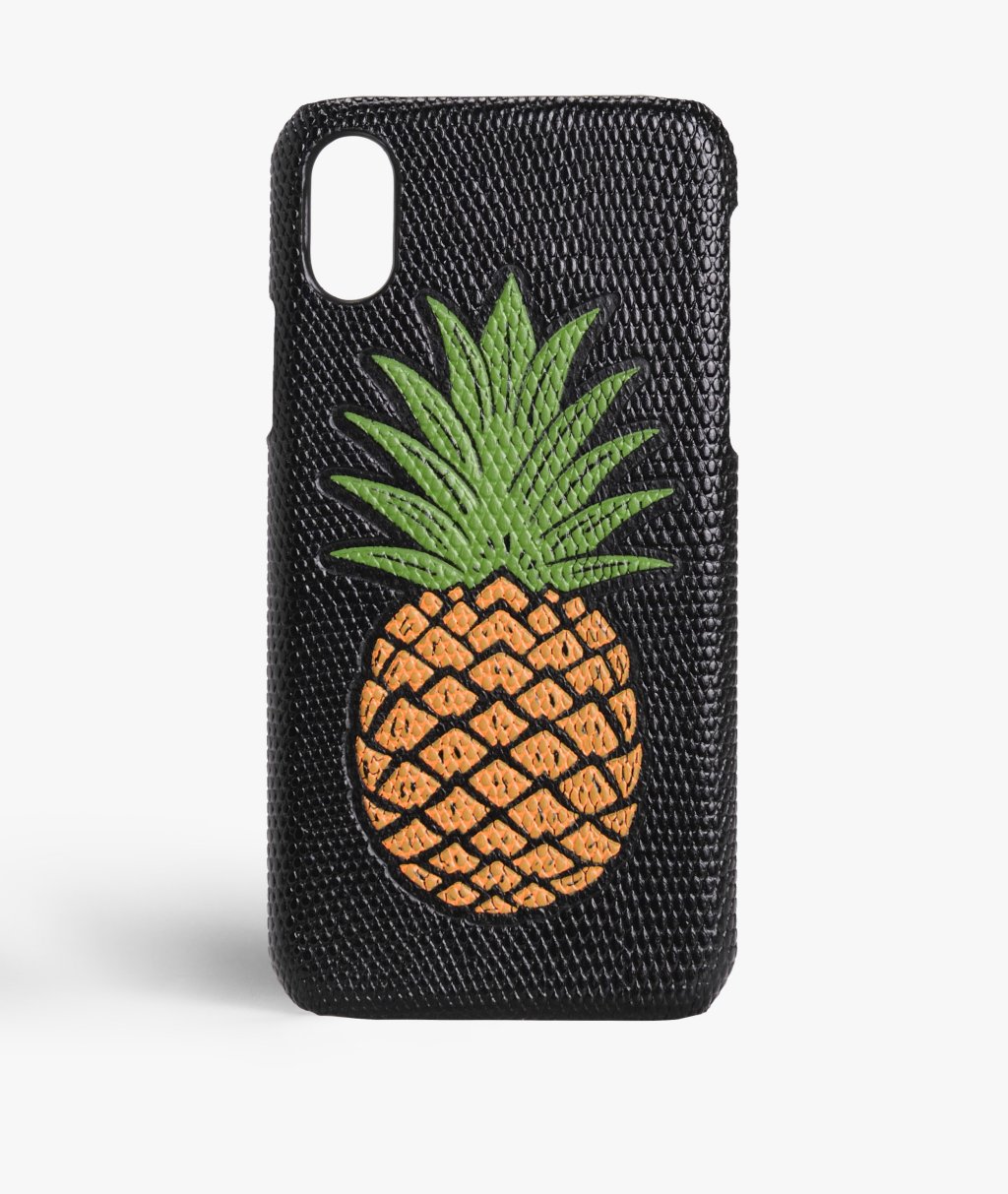 Deksel iPhone X/XS Pineapple Orange Lizard Black